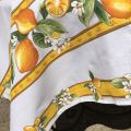 Nappe provençale rectangulaire en coton enduit "Citrons" écru et jaune