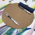 Round jute  placemat, natural color
