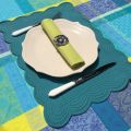 Rectangular table mats, Boutis fashion "Turquoise" color by Côté-Table