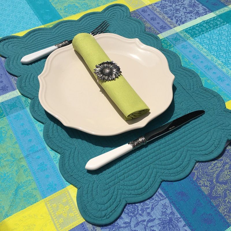 Set de table rectangulaire en Boutis "Turquoise" par Côté-Table