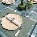 Rectangular coated Jacquard tablecloth, stain resistant Teflon "Maussanne" sage green
