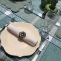 Rectangular coated Jacquard tablecloth, stain resistant Teflon "Maussanne" sage green