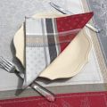 Serviette de table Jacquard "Coteaux" rouge et gris, Tissus Toselli
