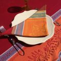Serviette de table Jacquard "Olivia" orange et rouge, Tissus Toselli
