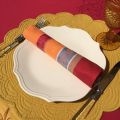 Jacquard table napkins "Olivia" orange and red  by Tissus Toselli