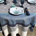 Rectangular Jacquard tablecloth "Ocean" blue by Tissus Toselli