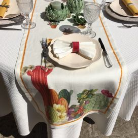 Tessitura Toscana Telerie, linen table runner "Kaktus"