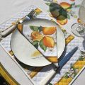 Coated quilted cotton placemat "Citrons" ecru and yellow