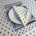 Set de table en coton matelassé enduit "Bastide" blanc et bleu Marat d'Avignon
