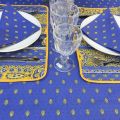 Set de table en coton matelassé enduit "Bastide" jaune et bleu Marat d'Avignon