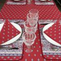 Coated quilted cotton placemat "Bastide" red and grey by Marat d'Avignon
