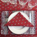 Set de table en coton matelassé enduit "Bastide" rouge et gris Marat d'Avignon