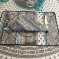 Coated quilted cotton placemat "Bastide" turquoise and grey by Marat d'Avignon