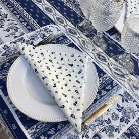 Set de table en coton matelassé enduit "Avignon" bleu et blanc Marat d'Avignon