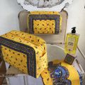 Trousse de toilette en coton matelassé "Tradition" jaune et bleu