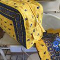 Trousse de toilette en coton matelassé "Tradition" jaune et bleu