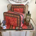 Quilted coton toiletry bag "Tradition" orange