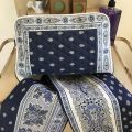 Quilted coton toiletry bag "Bastide" blue and white