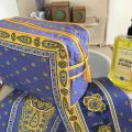 Quilted coton toiletry bag "Bastide" blue and yellow