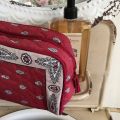 Quilted coton toiletry bag "Bastide" red and grey