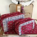 Quilted coton toiletry bag "Bastide" red and grey