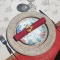 Rectangular Jacquard tablecloth "Oceane" corail by Tissus Toselli