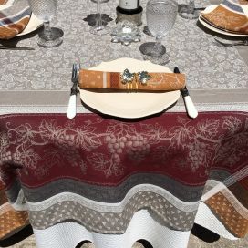 Rectangular Jacquard tablecloth "Coteaux" beige and ocre by Tissus Toselli