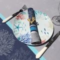 Serviette de table Jacquard "Oceane" bleu, Tissus Toselli