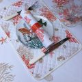 Quilted cotton placemat "Lagon" orange and corail