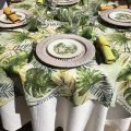 Rectangular coated cotton tablecloth "Botanique" green Sud Etoffe