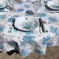 Cotton tablecloth "Lagon" blue and turquoise from Tissus Toselli