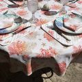 Nappe en coton "Lagon" orange et corail Tissus Toselli