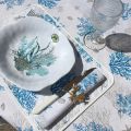 Coatted cotton tablecloth "Lagon" blue and turquoise by Tissus Toselli