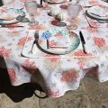 Coated cotton tablecloth "Lagon" orange and corail by Tissus Toselli