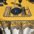 Nappe provençale rectangulaire bordée en coton "Avignon" jaune et bleue "Marat d'Avignon"