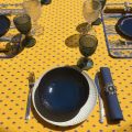 Rectangular borded provence cotton tablecloth "Avignon" yellow and blue "Marat d'Avignon"