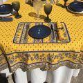 Rectangular borded provence cotton tablecloth "Avignon" yellow and blue "Marat d'Avignon"