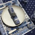 Rectangular borded provence cotton tablecloth "Bastide" blue and white "Marat d'Avignon"