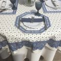 Rectangular borded provence cotton tablecloth "Tradition" blue and white "Marat d'Avignon"