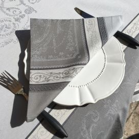 Jacquard table napkins "Versailles" grey  by Tissus Toselli