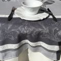 Rectangular Jacquard tablecloth "Versailles" grey, by Tissus Toselli