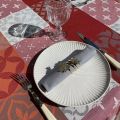 Rectangular Jacquard tablecloth, stain resistant Teflon "Carces" red andgrey