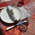 Rectangular Jacquard tablecloth, stain resistant Teflon "Carces" red andgrey