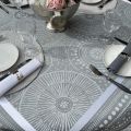 Rectangular Jacquard polyester tablecloth "Bulles" grey from "Sud Etoffe"