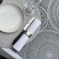 Square Jacquard polyester tablecloth "Bulles" grey from "Sud Etoffe"