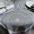 Square Jacquard polyester tablecloth "Bulles" grey from "Sud Etoffe"