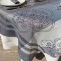 Rectangular Jacquard polyester tablecloth "Barcelone" grey from "Sud Etoffe"