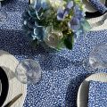 Cotton tablecloth "Ondine" blue and white by Tissus Toselli in Nice