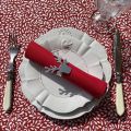 Cotton tablecloth "Ondine" red and white by Tissus Toselli in Nice