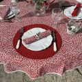 Round cotton tablecloth "Ondine" red and white by Tissus Toselli in Nice